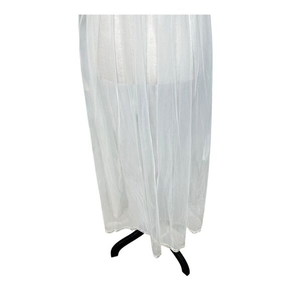 VTG 70s White Lace Sheer Robe Peignoir 3/4 Bell Sleeve Romantic Bridal Med - Picture 8 of 8